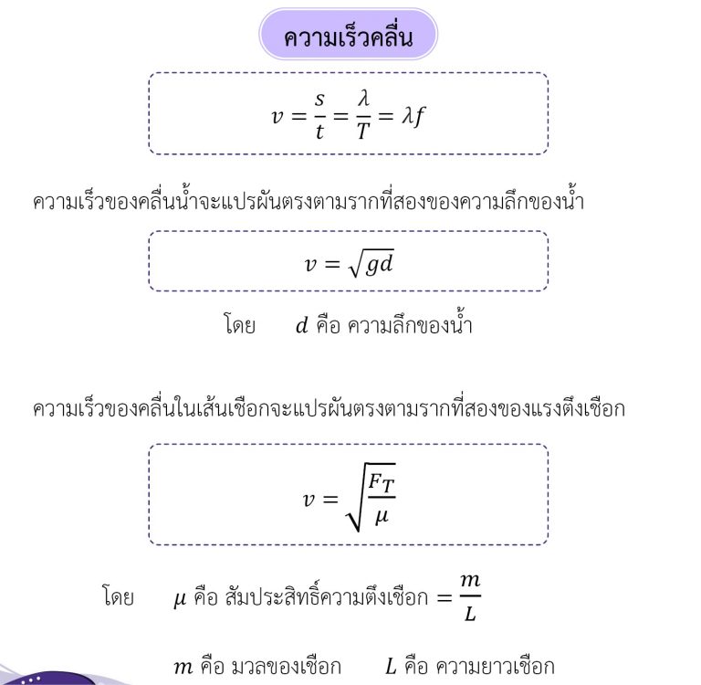 ฟิสิกส์ ม.ปลาย เรื่อง คลื่น - ความเร็วคลื่น
